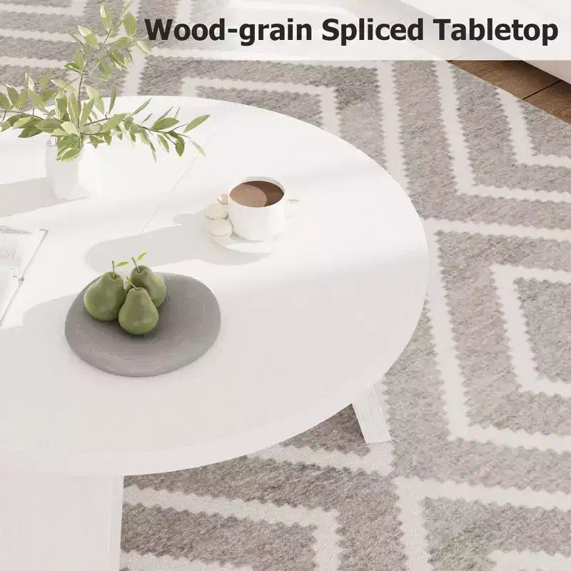 Table basse ronde pour salon, tables centrales modernes de 85 cm avec 3 pieds robustes, tables basses rondes en bois pour petit espace, montage facile