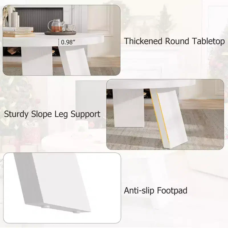 Table basse ronde pour salon, tables centrales modernes de 85 cm avec 3 pieds robustes, tables basses rondes en bois pour petit espace, montage facile