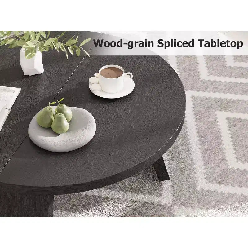 Table basse ronde pour salon, tables centrales modernes de 85 cm avec 3 pieds robustes, tables basses rondes en bois pour petit espace, montage facile