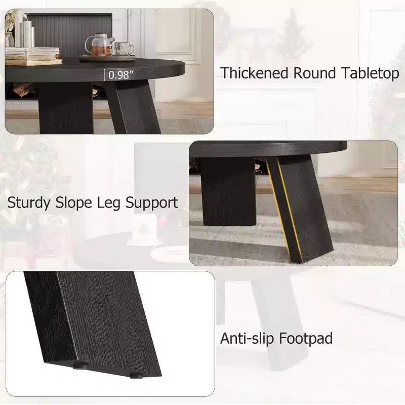 Table basse ronde pour salon, tables centrales modernes de 85 cm avec 3 pieds robustes, tables basses rondes en bois pour petit espace, montage facile