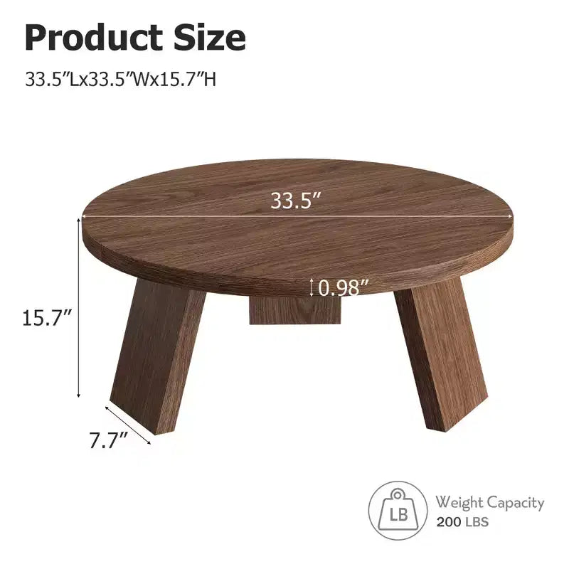 Table basse ronde pour salon, tables centrales modernes de 85 cm avec 3 pieds robustes, tables basses rondes en bois pour petit espace, montage facile