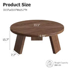 Table basse ronde pour salon, tables centrales modernes de 85 cm avec 3 pieds robustes, tables basses rondes en bois pour petit espace, montage facile