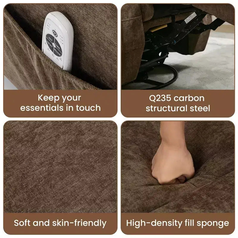 COZONY Manual Recliner Chair with Massage, Heat & 360 Swivel, Overstuffed Sofa with Cup Holders for Living Room