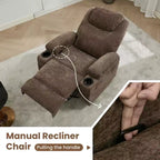 COZONY Manual Recliner Chair with Massage, Heat & 360 Swivel, Overstuffed Sofa with Cup Holders for Living Room