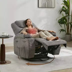 COZONY Manual Recliner Chair with Massage, Heat & 360 Swivel, Overstuffed Sofa with Cup Holders for Living Room