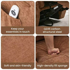 COZONY Manual Recliner Chair with Massage, Heat & 360 Swivel, Overstuffed Sofa with Cup Holders for Living Room