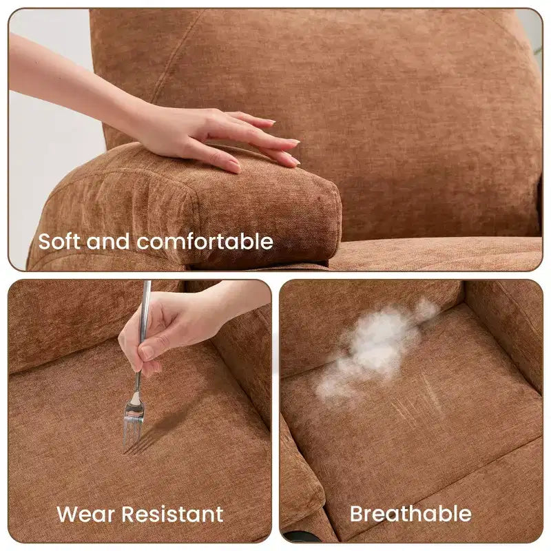 COZONY Manual Recliner Chair with Massage, Heat & 360 Swivel, Overstuffed Sofa with Cup Holders for Living Room