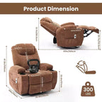 COZONY Manual Recliner Chair with Massage, Heat & 360 Swivel, Overstuffed Sofa with Cup Holders for Living Room