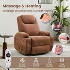COZONY Manual Recliner Chair with Massage, Heat & 360 Swivel, Overstuffed Sofa with Cup Holders for Living Room