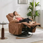 COZONY Manual Recliner Chair with Massage, Heat & 360 Swivel, Overstuffed Sofa with Cup Holders for Living Room