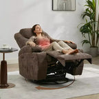 COZONY Manual Recliner Chair with Massage, Heat & 360 Swivel, Overstuffed Sofa with Cup Holders for Living Room