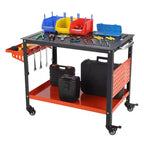 Table de soudure 36"x24"x29.8" avec roues, rangement et panneau perforé, Établi de soudure mobile en acier robuste, Table d'atelier portable pour amateur (Orange)