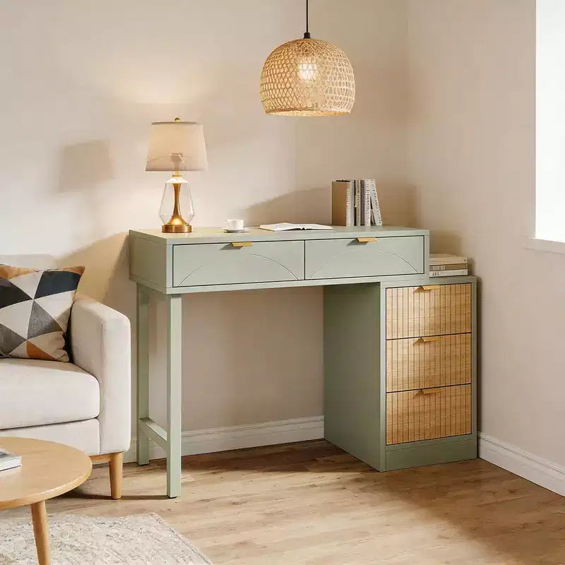 GDFStudio Tout Modern 55 Computer Desk with 5 Drawers