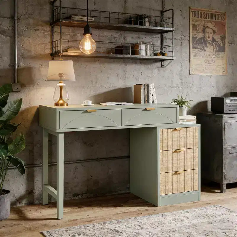 GDFStudio Tout Modern 55 Computer Desk with 5 Drawers