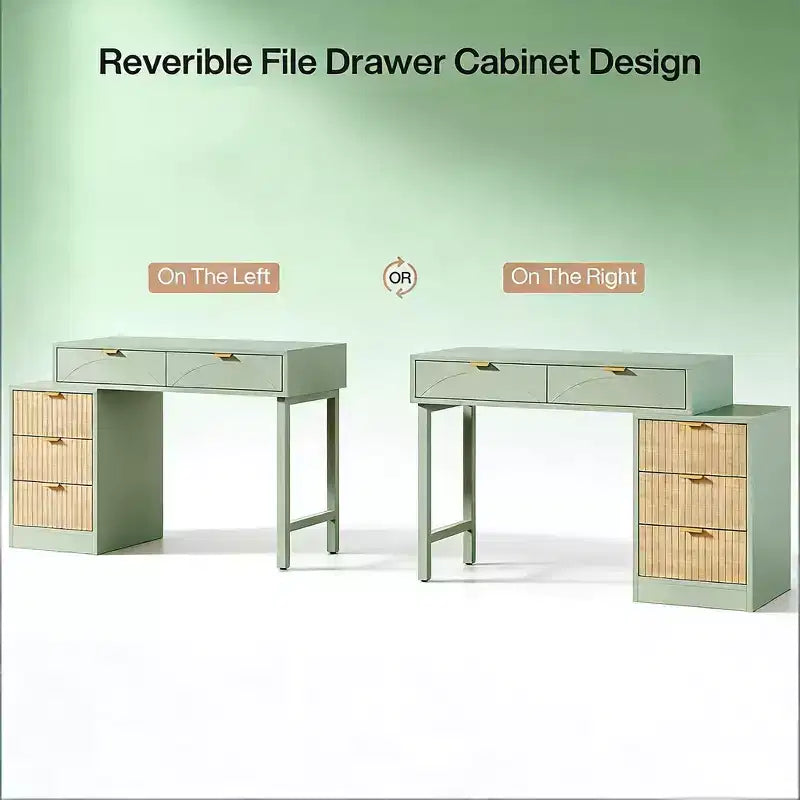 GDFStudio Tout Modern 55 Computer Desk with 5 Drawers