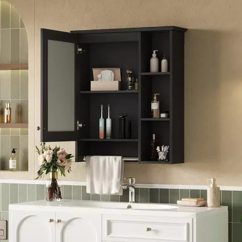 GDFStudio Nataly 24 Armoire de toilette minimaliste 3-en-1 avec miroir haute définition et barre porte-serviettes