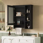 GDFStudio Nataly 24 Armoire de toilette minimaliste 3-en-1 avec miroir haute définition et barre porte-serviettes