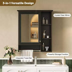 GDFStudio Nataly 24 Armoire de toilette minimaliste 3-en-1 avec miroir haute définition et barre porte-serviettes
