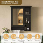 GDFStudio Nataly 24 Armoire de toilette minimaliste 3-en-1 avec miroir haute définition et barre porte-serviettes