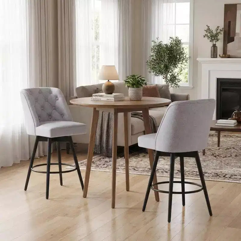 Tabourets de bar pivotants avec dossier, lot de 2 tabourets de bar de 66 cm de hauteur de comptoir, chaises modernes pour îlot de cuisine