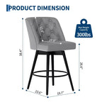 Tabourets de bar pivotants avec dossier, lot de 2 tabourets de bar de 66 cm de hauteur de comptoir, chaises modernes pour îlot de cuisine