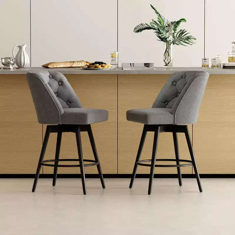 Tabourets de bar pivotants avec dossier, lot de 2 tabourets de bar de 66 cm de hauteur de comptoir, chaises modernes pour îlot de cuisine