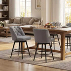Tabourets de bar pivotants avec dossier, lot de 2 tabourets de bar de 66 cm de hauteur de comptoir, chaises modernes pour îlot de cuisine