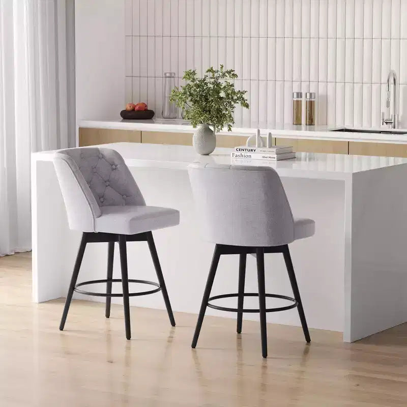 Tabourets de bar pivotants avec dossier, lot de 2 tabourets de bar de 66 cm de hauteur de comptoir, chaises modernes pour îlot de cuisine