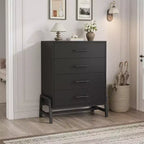 38.6 Tall 4-Drawer Dresser, Freestanding Wooden Closet Chest, Black