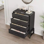 38.6 Tall 4-Drawer Dresser, Freestanding Wooden Closet Chest, Black