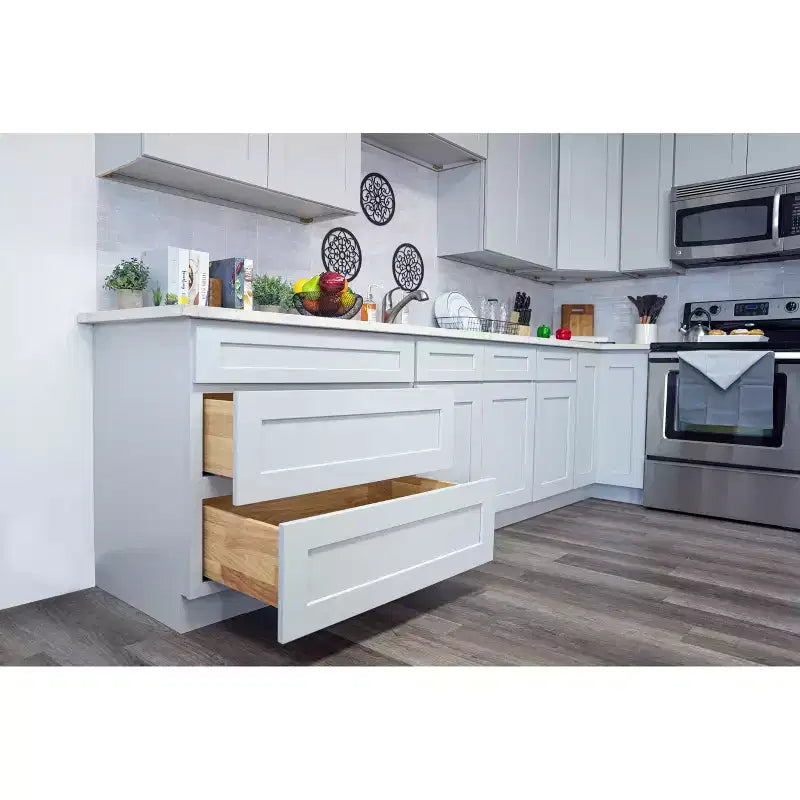 Meuble bas de cuisine Shaker CASAINC 24 L x 30 H x 12 P, cadre en bois massif, peinture à l'eau à faible teneur en COV, fermeture douce, RTA, gris colombe