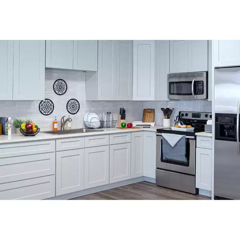 Meuble bas de cuisine Shaker CASAINC 24 L x 30 H x 12 P, cadre en bois massif, peinture à l'eau à faible teneur en COV, fermeture douce, RTA, gris colombe