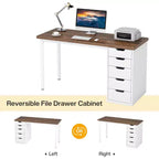 Bureau informatique 47 po marron rustique avec 5 tiroirs, rangement moderne et armoire réversible pour petits bureaux à domicile