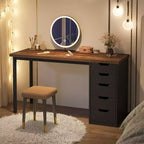 Bureau informatique 47 po marron rustique avec 5 tiroirs, rangement moderne et armoire réversible pour petits bureaux à domicile