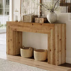 Console en bois massif Lantine pour salon, table d'entrée de ferme de 160 cm pour vestibule, couloir (marron rustique)
