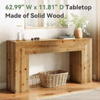Console en bois massif Lantine pour salon, table d'entrée de ferme de 160 cm pour vestibule, couloir (marron rustique)