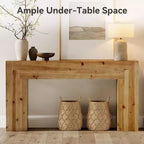 Console en bois massif Lantine pour salon, table d'entrée de ferme de 160 cm pour vestibule, couloir (marron rustique)