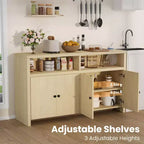 Buffet de salle à manger 55, buffet de bar à café moderne avec étagères réglables et 4 portes, console en bois pour cuisine et salon