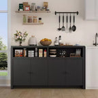 Buffet de salle à manger 55, buffet de bar à café moderne avec étagères réglables et 4 portes, console en bois pour cuisine et salon