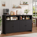55 Sideboard Buffet Cabinet, Modern Coffee Bar Cabinet with Adjustable Shelves & 4 Doors, Wood Buffet Console Table for Kitchen Living Room
