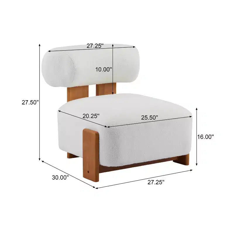 27.25-Inch Modern Boucle Lounge Chair with Solid Wood Frame, Soft Upholstery, for Various Rooms