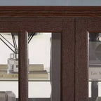 Antique Glass Display Cabinet with Grid Doors, Adjustable Shelves, and Integrated Lighting for Collectibles