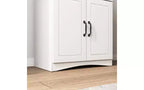 JVNOXK Meuble de cuisine en bois de 58,4 cm, Meuble de rangement pour micro-ondes avec portes vitrées et tiroirs, avec étagères réglables, Blanc