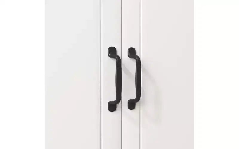 JVNOXK Meuble de cuisine en bois de 58,4 cm, Meuble de rangement pour micro-ondes avec portes vitrées et tiroirs, avec étagères réglables, Blanc
