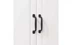 JVNOXK Meuble de cuisine en bois de 58,4 cm, Meuble de rangement pour micro-ondes avec portes vitrées et tiroirs, avec étagères réglables, Blanc