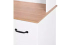 JVNOXK Meuble de cuisine en bois de 58,4 cm, Meuble de rangement pour micro-ondes avec portes vitrées et tiroirs, avec étagères réglables, Blanc