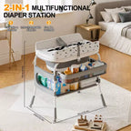 Table à langer et baignoire pour bébé Foalom 2 en 1, design pliable et rangement pour les soins du nouveau-né.