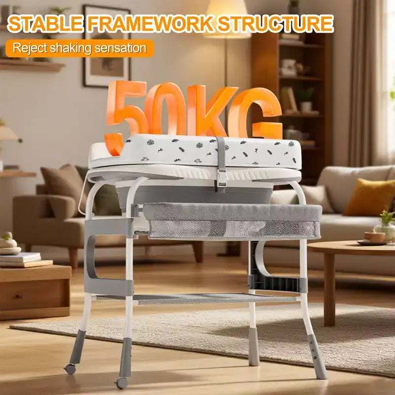 Table à langer et baignoire pour bébé Foalom 2 en 1, design pliable et rangement pour les soins du nouveau-né.