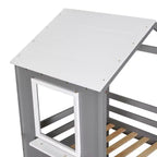 Bellemave Lit Superposé Cabane pour Enfants avec Toit et Fenêtre, Cadre en Bois Massif, Barrières de Sécurité et Échelle, Lit Superposé Gain de Place