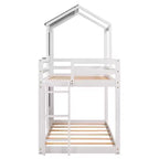 Bellemave Lit Superposé Cabane pour Enfants avec Toit et Fenêtre, Cadre en Bois Massif, Barrières de Sécurité et Échelle, Lit Superposé Gain de Place